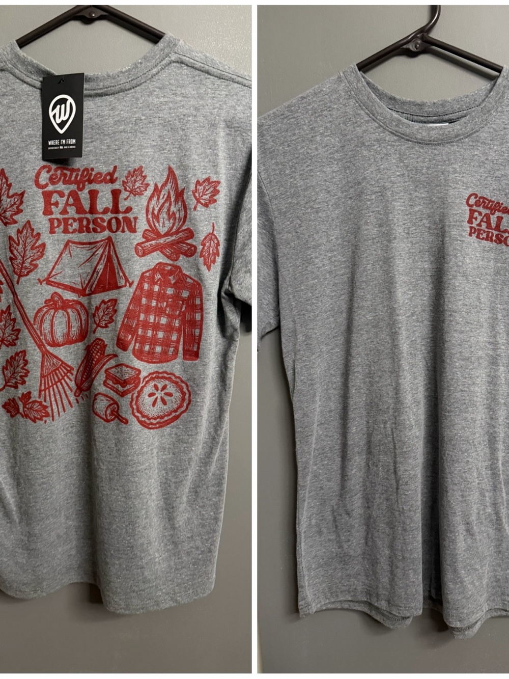 Certified Fall Person Grey Short-Sleeve Tee with Red Graphic -